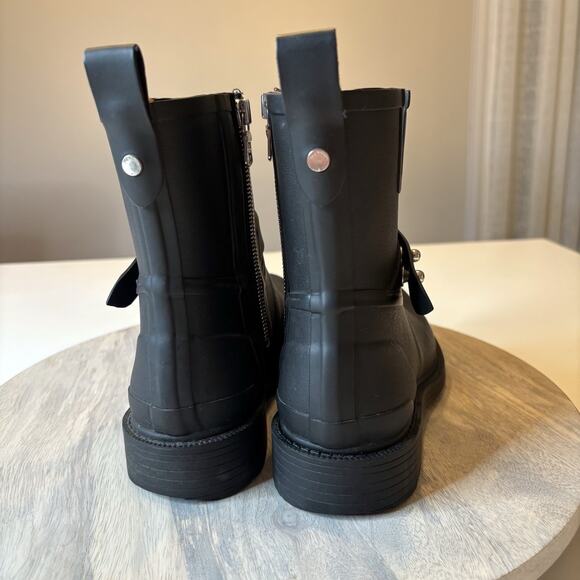 Rag & Bone Women's Black Moto Rain Rubber Waterproof Boots US Size 6.5 - Picture 7 of 11